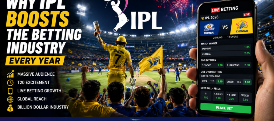 IPL cricket match with live betting odds on mobile screens and cheering fans in a packed stadium