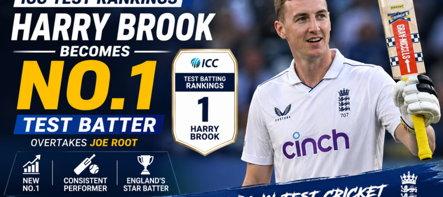 Harry Brook celebrates after becoming the No.1 batter in the ICC Test rankings for England cricket team