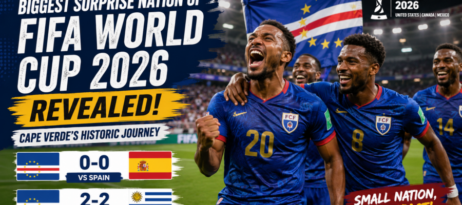 Cape Verde players celebrate after a historic performance at the FIFA World Cup 2026, becoming the tournament's biggest surprise team.